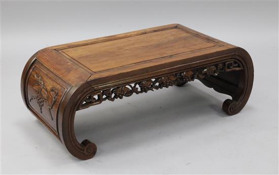 A Chinese hardwood rectangular topped opium table, width 3ft 2in.